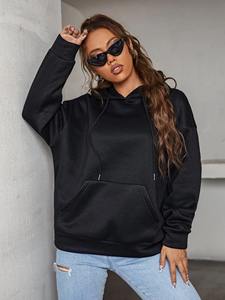 Women's Oversized Thick Cotton <b>Fleece</b> <b>Hoodie</b> Custom Logo Plus Size Winter Warm Pullover <b>Hoodie</b> - Product Image 4