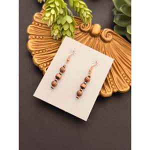 Navajo Ethnic Style Copper Graduated <b>Machine</b> Made Pearls Strung Dangle Drop Earrings with <b>Ball</b> Shape <b>Ball</b> - Product Image 4