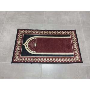 Tapis de prière Bourgogne : Tapis de culte islamique moderne imprimé, avec poils doux - Product Image 1