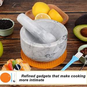 Pilon et mortier en marbre blanc naturel de meilleure qualité boîte de vaisselle en céramique emballée - Product Image 4