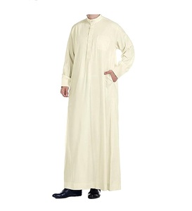 OEM ODM diseño árabe color sólido hombres Jubbah Thobe manga larga Dubai ropa islámica tradicional musulmana accesorios de ropa - Product Image 2