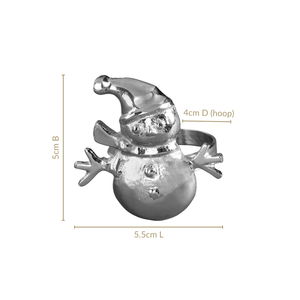 ชุดแหวนรองผ้าเช็ดปากรูปตุ๊กตาหิมะ ทำจากทองเหลืองแท้ ทนทาน ขนาด 4.5 ซม. ของตกแต่งโต๊ะหรูหรา สีเงิน ประดับมุกและคริสตัล เหมาะสำหรับร้านอาหาร คริสต์มาส - Product Image 3