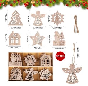 Adornos Navideños de Madera Hechos a Mano, Juego de 3 Campanas Colgantes para Árbol de Navidad, Rojo, Verde y Naranja - Product Image 3