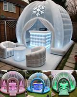 Bar de glace dôme gonflable portable avec comptoir tente de bar igloo OEM pour les fêtes, les festivals et les salons extérieurs