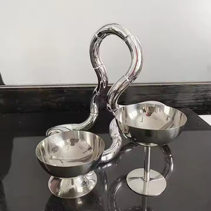 Contemporary Stainless Steel Centerpiece Bowl With Unique Stand - Product Image 1