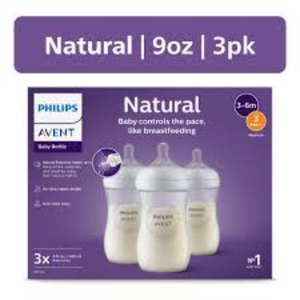 Biberones Philips Avent Natural con Tetinas Natural Response (Flujo Medio, Flujo 3), 9 oz, Paquete de 3, SCY903/93 - Product Image 1