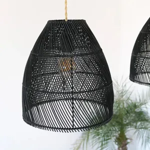 Hot Trend Indoor Rattan Chandelier Bamboo Wicker Pendant Lightings Handmade Lampshades Decorative Lamp Shade Covers Frames