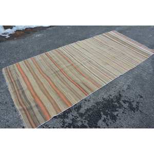 Tapis turc vintage moderne 4.6 X 10.3ft classique beige motif laine fausse fourrure de lapin avec support en latex couloir rectangulaire en peluche - Product Image 3