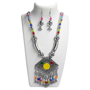 Jeweljunk Special Navratri Necklace Set Cuentas multicolores 1110835 Joyería de moda - Product Image 1