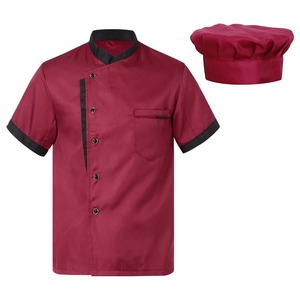 High Quality Men's <b>Chef</b> Coat Long Half--breasted Single PolyCotton Kitchen Uniform Restaurants Hotels Featuring Workwear <b>Hat</b> Set - Product Image 5