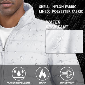 Chaqueta Acolchada Ligera para Hombre, Cuello Alto, Resistente al Agua, Cortavientos, Cierre Completo, Abrigo Cálido para Trabajo al Aire Libre, Informal, de Invierno - Product Image 6