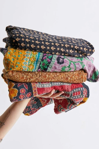 Edredón Reversible Hippie Kantha, colcha Vintage de algodón cosida a mano, manta Bohemia suave, juego de cama de tamaño Queen - Product Image 3