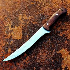Couteau de pêche extérieur en acier au carbone fait à la main en acier inoxydable personnalisé OEM livraison directe en gros avec étui en cuir manche en bois - Product Image 6