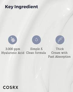 Produits de soin de la peau coréens, soins du visage, produits Cosrx, crème hydratante, crème intensive à l'acide hyaluronique COSRX 100 ml - Product Image 5