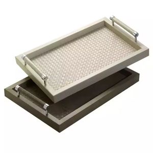 ถาดสี่เหลี่ยมสีน้ำตาลสวยงามพร้อมที่จับโลหะขายตรงจากโรงงาน - Product Image 6