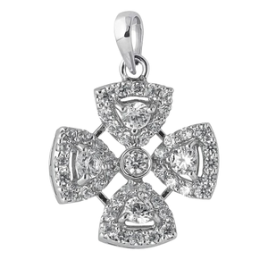 Venta al por mayor diseño exclusivo Moissanite S925 plata trillón forma cuatro pétalos flor colgante chapado en oro encanto joyería para mujeres - Product Image 4