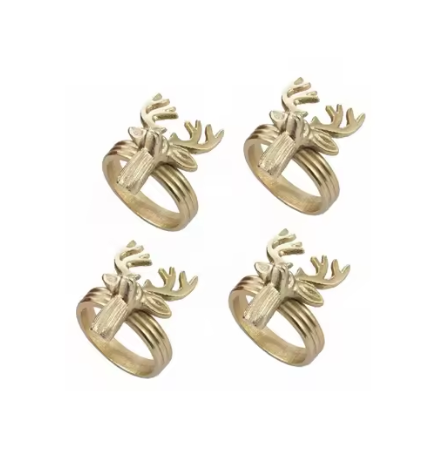 2025 Design 100% Handmade Reindeer Head Napkin Rings Paper Towel Ring for Dinner Tableware Accessories Eye-Catching Design
