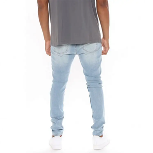 กางเกงยีนส์ทรงตรงคุณภาพสูงสำหรับผู้ชาย สไตล์สโนว์วอช พร้อมโลโก้สั่งทำพิเศษ ผ้าเดนิมสำหรับวัยรุ่น ระบายอากาศได้ดี สีพื้น - Product Image 6