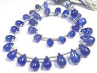 Perles lisses polies en tanzanite africaine en forme de goutte, brin de 10 pouces, 6-11 mm, pierre précieuse bleue naturelle pleochroïque de haute qualité, Afrique du Sud