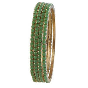Urthn <b>Green</b> Fine Jewelry <b>Set</b> of 4 Bangle Gold Plated (18K Rhodium) Made of Copper and Brass for Gift - Product Image 1