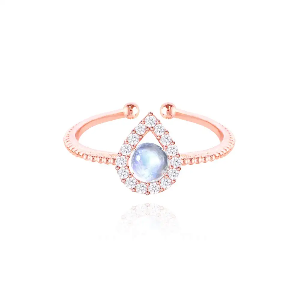 Blue Fire Rainbow Moons tone & White Cz Edelstein vergoldete Ringe