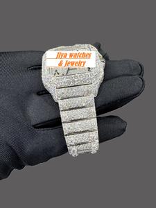 Reloj de Moissanita con Corte Brillante VVS1, Cuadrado, Estilo Antiguo, Hip Hop, Lujoso, de Cuarzo, 40mm, Colección de Relojes - Product Image 3