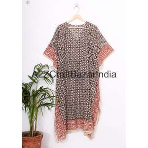 Indian Handmade kaftan Tunic Cotton Maxi Poncho Women's Kaftan Caftan Night Wear <b>Hippie</b> Dress Kimono Satiny Silky Look Plus Size - Product Image 4