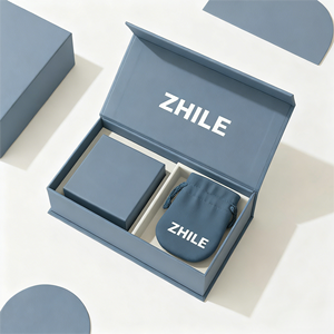 Премиальные подарочные коробки для ювелирных изделий с логотипом на заказ, жесткие бумажные коробки-ящики, перерабатываемые, для серег, с бархатным мешочком - Product Image 4