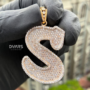 Pendentif Lettre Initiale Personnalisée Entièrement Sertie de Moissanite D-VARS, Plaqué Or 18K, Bijou Hip-Hop de Luxe pour Rappeur, en Argent 925 - Product Image 2