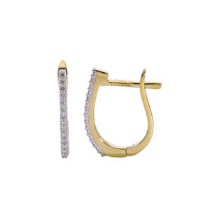 <b>14K</b> Yellow <b>Gold</b> Rhodium Plated <b>Hoop</b> <b>Earrings</b> for Everyday Wear 0.14CT Natural Diamond Brilliant Cut Women's Fashion Jewelry - Product Image 4