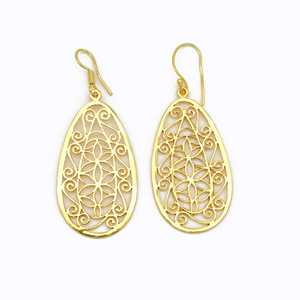 ต่างหูทองเหลืองลายฉลุสำหรับผู้หญิง ชุบทอง 18k สไตล์โบโฮ ขายส่ง - Product Image 1