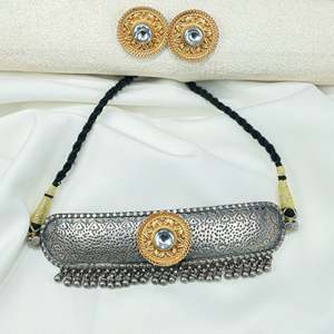 Conjunto de Collar Gargantilla Anokhi Fusion de Plata 925 con Motivo Dorado, Chapado en Oro de 14K/18K para Boda y Regalo - Product Image 6