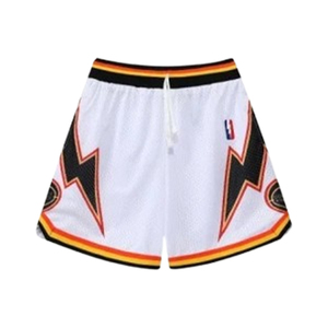 Pantalones cortos de baloncesto con logotipo bordado con apliques de malla supercómodos para hombre, cintura elástica deportiva con cordón, pantalones cortos de entrenamiento - Product Image 6