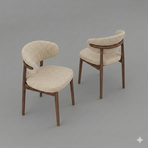 Chaise de salle à manger moderne en teck rembourrée avec dossier incurvé, chaise d'appoint minimaliste pour restaurant, pour espace repas - Product Image 4