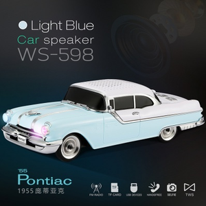 Prise en charge de la <span class=keywords><strong>carte</strong></span> <span class=keywords><strong>SD</strong></span> <span class=keywords><strong>avec</strong></span> <span class=keywords><strong>radio</strong></span> FM Haut-parleur intelligent sans fil Haut-parleur sans fil en forme de voiture classique BT Vintage - Product Image 3