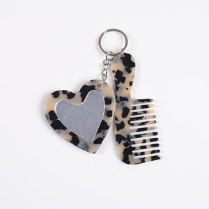Heart Shape <b>Mirror</b> Hair Comb Keychain <b>Acrylic</b> Bag Charm Accessories Wholesale - Product Image 2