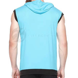 <b>Bodybuilding</b> Gym Training <b>Hoodies</b> Winter Plain Dyed Breathable Windproof Sleeveless <b>Hoodies</b> for Men's - Product Image 3