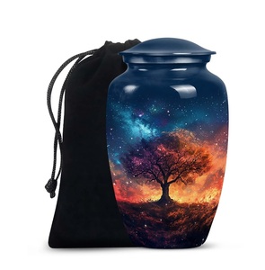 Universe Tree Crémation Urne Bleu Foncé avec Radiant Horizon Art Urne pour Cendres Crémation Urne Décorative Arbre Cosmique - Product Image 1