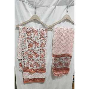 Hand <b>Block</b> <b>Print</b> Cotton Salwar Kameez Chiffon Dupatta for Women Modern Ethnic Pakistani Style Regular Fit Casual Occasion - Product Image 1
