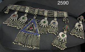 Gargantilla afgana hecha a mano antigua, collar, pendientes, conjuntos de joyería para mujer, último diseño, conjuntos de joyería para fiesta de boda para mujer - Product Image 6