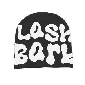 Chapeaux stylés d'hiver de sports de plein air de bonne qualité logo Jacquard Y2k personnalisé manchette moins bonnet Benny bonnet tricoté avec logo personnalisé - Product Image 4