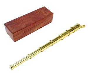 Télescope en bois et laiton Vintage nautique Spyglass décor maritime à collectionner - Product Image 3
