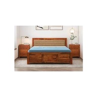 Lit mobile en bois attrayant avec rangement à l'intérieur et tiroir latéral Meubles de maison finis naturels Ensembles de chambre à coucher Lit King Size