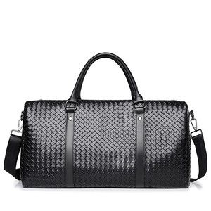 Nueva y elegante Mejor Gran fin de semana durante la noche Duffle Mens Black Leather Travel Bag Venta - Product Image 1