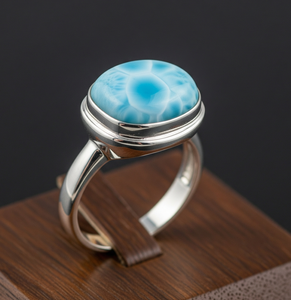 Anillo de moda de plata 925 de alta calidad personalizado último diseño Larimar cristal rodio chapado en oro rosa para regalo de fiestas de boda - Product Image 1