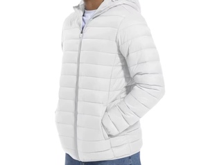 <b>Men's</b> <b>White</b> Hooded <b>Puffer</b> <b>Jacket</b> Windproof Casual Winter Wear Regular Length Zipper Closure 100 Polyester Filling - Product Image 5