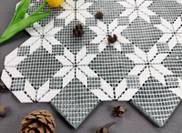 Marbre vert de forme carrée de losange et mosaïques de pierre blanche avec des stocks disponibles
