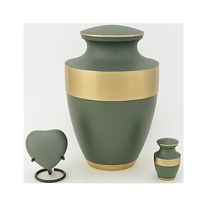 Urnas de cremación verdes de alta calidad, urnas de recuerdo de aluminio de latón y Metal europeo, fabricante de suministros funerarios para cenizas humanas para adultos - Product Image 5