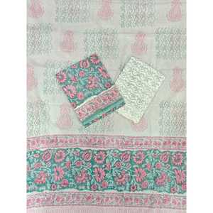 Salwar Kameez de Algodón Grueso con Estampado de Bloques y Dupatta, Vestido de Fiesta Indio-Pakistaní - Product Image 1