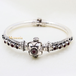 Buy Lab Created Ruby Gemstone 925 <b>Sterling</b> <b>Silver</b> Kada <b>Bracelet</b> for <b>Women</b> Traditional Handmade Jewelry Suppliers Wholesale - Product Image 1